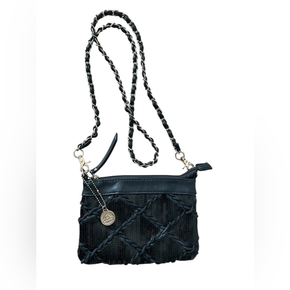 5/$25 Big Buddha Black Woven Crossbody Mini Bag NWOT - Picture 2 of 7